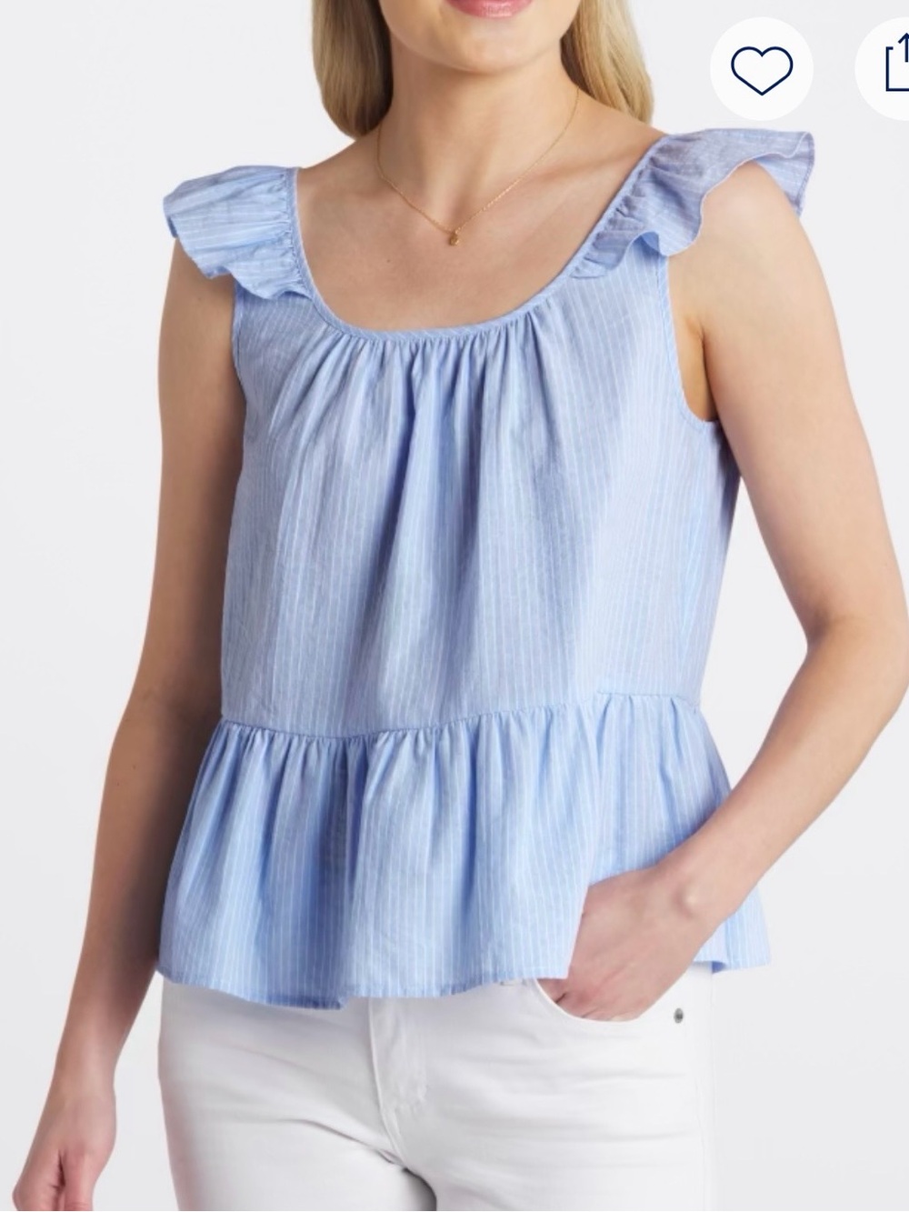 Kaileigh Light Blue Ruffle Peplum Tank